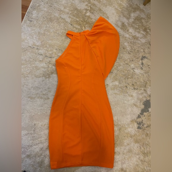 Orange Ruffle Shoulder Dress - Picture 3 of 3